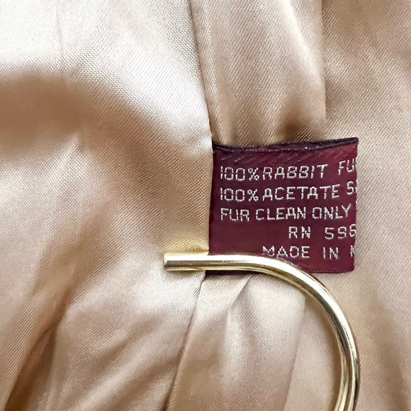 Vintage Caramel Genuine Rabbit Fur Bomber Coat - Picture 16 of 16